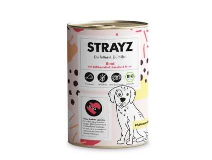 STRAYZ Konzerva pro psy hovězí batáty mrkev a hruška 400 g bio  BIO BEZLEPEK