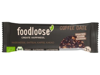 Foodloose Lískooříšková tyčinka s datlemi a kávou 35 g bio  BIO VEGAN BEZLEPEK