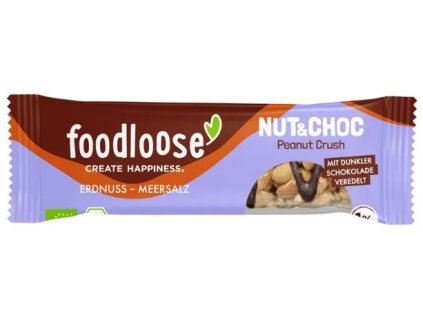 Foodloose Arašídová tyčinka sůl a hořká čokoláda 35 g bio  BIO VEGAN BEZLEPEK