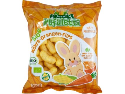 Pufuletti Křupky mrkev a pomeranč 30 g bio  BIO VEGAN BEZLEPEK