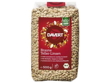 Davert Hnědá čočka 500 g bio  BIO VEGAN BEZLEPEK