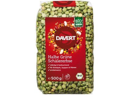 Davert Hrách zelený půlený 500 g bio  BIO VEGAN BEZLEPEK