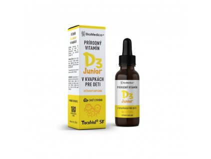 Vitamín D3 v kvapkách JUNIOR – príchuť citrón 30 ml EKOMEDICA BIOVECI