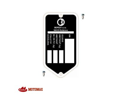 Výrobní štítek s nýty BABETTA (Mopedy s.r.o.) *Motomax