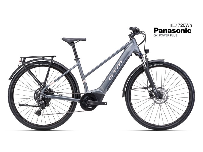 Trekové elektrokolo CTM SENZE GX Lady  - matná šedá/starorůžová perleť (Frame Size L (18"))