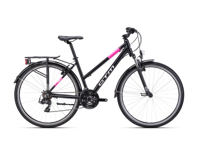 Trekové kolo CTM MAXIMA 1.0 matná černá/růžová (2026) (Frame Size M (16"))