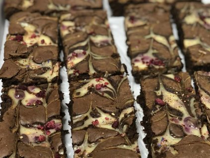 Brownies ricotta maliny