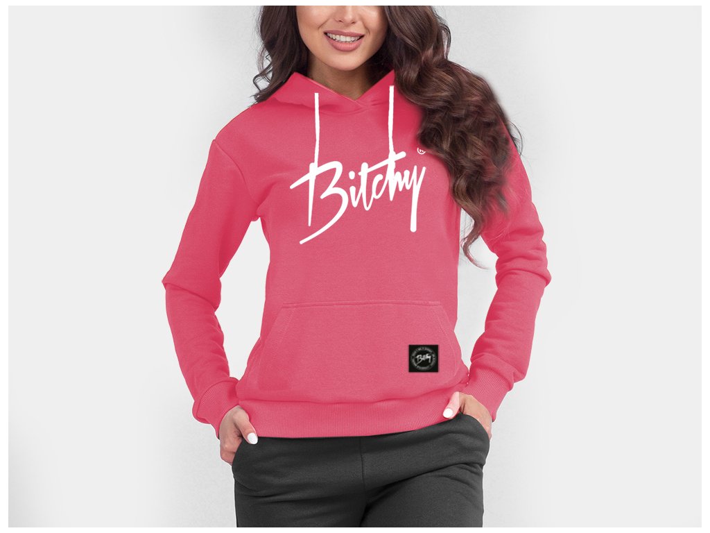 Bitchy hoodie Pink White 4women