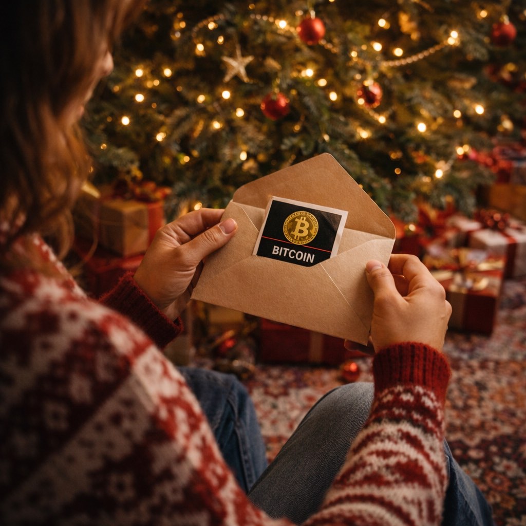 Bitcoin v obálce pod stromečkem🎄