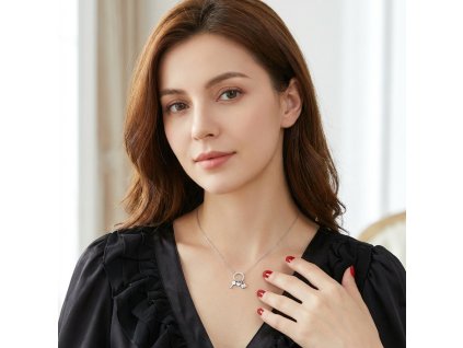 Rhodiovaný náhrdelník Srdce a zámek ve stříbrné barvě