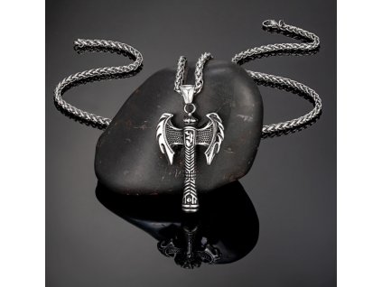 Vikingský pánský náhrdelník s přívěskem dvousečné sekery