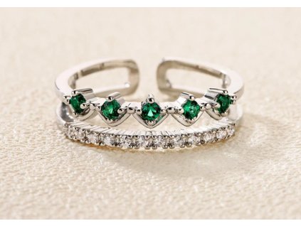 39747 damsky prsten green zirkon bile pozlaceni