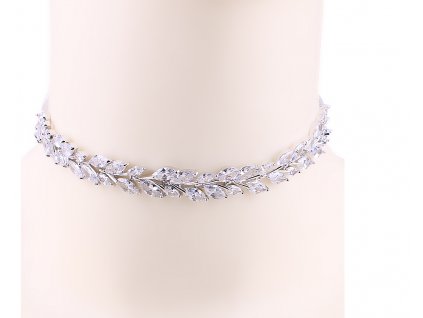 Luxusní pozlacený náhrdelník choker CRYSTAL LEAF