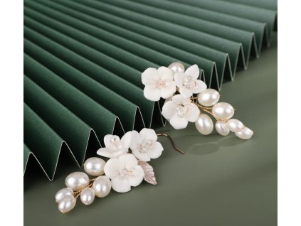 Slavnostní květinové náušnice s perlami (Typ Typ 2)