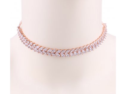 Luxusní pozlacený náhrdelník choker Leaf (Druh barvy Zlatá růžová)