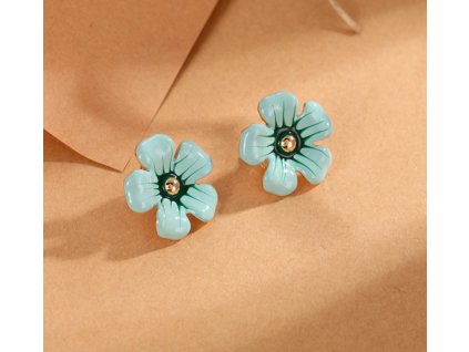 42365 2 nausnice klipsy turquoise flower