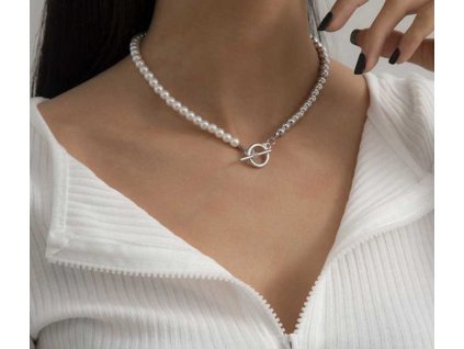 43427 modni choker nahrdelnik s perlami