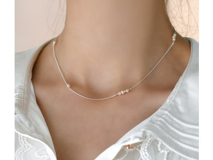 Náhrdelník s přírodními sladkovodními perlami Harmonie - Stříbro 925