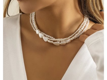 Perlový vícevrstvý choker náhrdelník Pearls