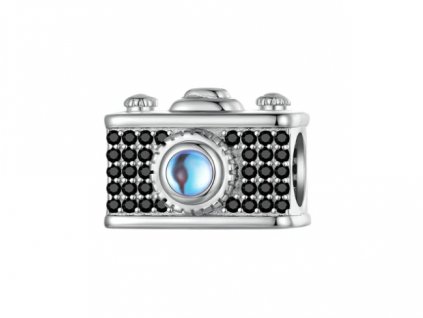 Korálek Fotoaparát s měsíčním kamenem - Stříbro 925