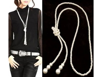 Dámský dlouhý perlový náhrdelník Fashion