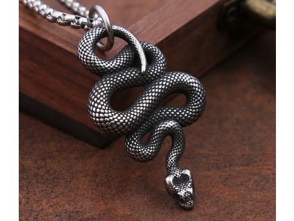Gotický náhrdelník z nerezové oceli s přívěskem Hada