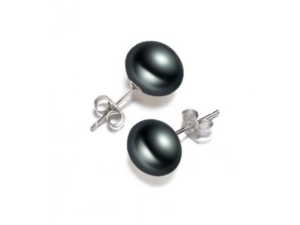 Puzetové náušnice s přírodní černou sladkovodní perlou - Stříbro 925