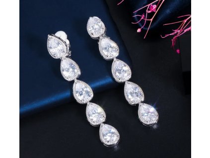 45375 nausnice klipsy se zirkony zirkon diamond bile pozlaceni