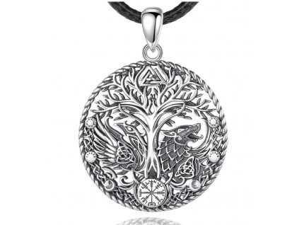 Náhrdelník s přívěskem s vikingskými symboly - Stříbro 925
