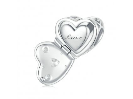 Korálek otevřené Srdce "Love" - Stříbro 925