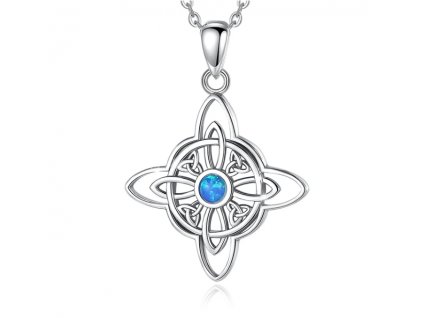 Náhrdelník Keltský uzel s modrým opálem - Stříbro 925