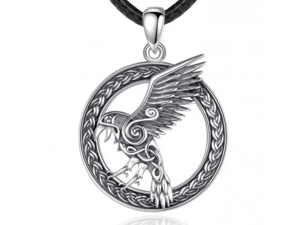 Vikingský náhrdelník Havran - Stříbro 925