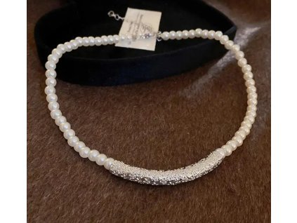 Perlový náhrdelník s válcovitým korálkem Helen