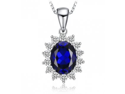 Dámský náhrdelník s tmavě modrým krystalem - postříbřený