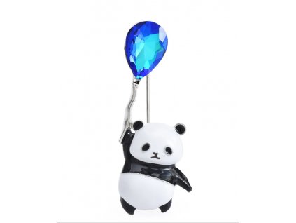 Brož Panda s modrým balónkem