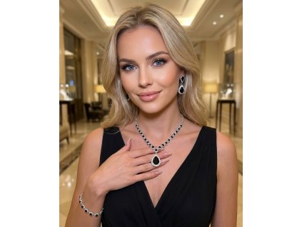 3-dílná krystalová souprava Crystal Drop - postříbřená