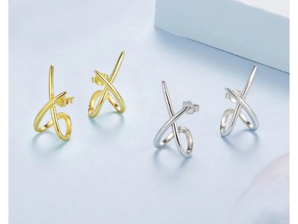 Dámské stříbrné náušnice s překříženým designem  – Stříbro 925