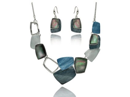 Exkluzivní sada šperků s přírodní mušlí a modrými odstíny 1