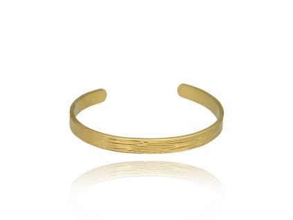 Otevřený náramek z chirurgické oceli s pozlaceným povrchem a gravírovaným vzorem 1