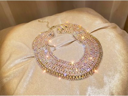 Módní vícevrstvý choker náhrdelník s krystaly