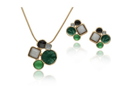 Umělecký set náhrdelníku a náušnic YVON v barvách lesa a noci 1
