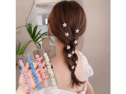 Sada 10 ks malých zacvakávacích sponek ve tvaru květu