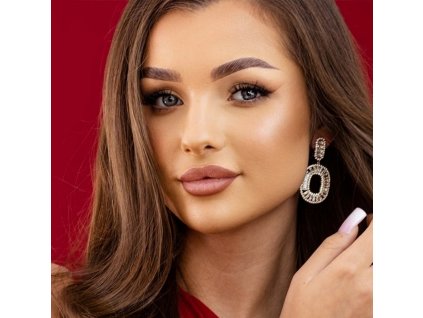 Elegantní visací náušnice YVON s kubickou zirkonií v oválném tvaru