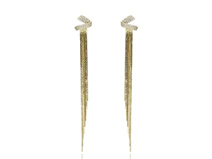 Elegantní visací náušnice YVON ve zlaté barvě s jemným třpytem