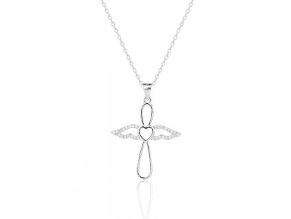 Řetízek s přívěskem s bílými zirkony - Stříbro 925