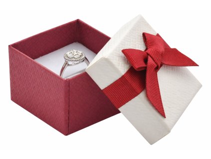 Dárková krabička na prsten a náušnice – bordó a krémová 50 × 50 × 32 mm