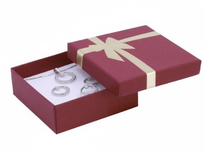 Dárková krabička na šperky – bordó 80 × 80 × 28 mm