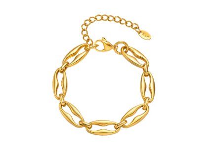 Dámský pozlacený náramek z nerezové oceli s oválnými oky