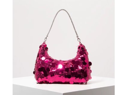 Třpytivá sytě růžová kabelka přes rameno s flitry