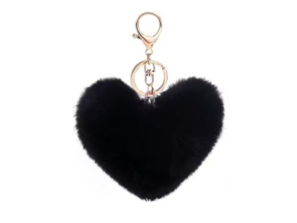 Přívěsek na klíče, kabelku plyšové Srdce - černá